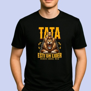 Tricou Tata esti un lidere, Mereu Eroul meu Negru, Copii | Dama | Barbat - Img 2