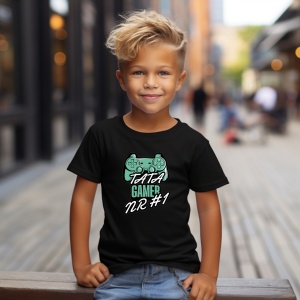 Tricou Tata gamer nr 1 Negru, Copii | Dama | Barbat - Img 4