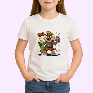 Tricou Taz – City Style cu hanorac portocaliu și skateboard graffiti Copii | Dama | Barbat Barbat