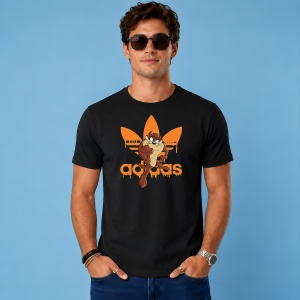 Tricou Taz Diavolul Tasmanian Logo Portocaliu Urban Streetwear, din bumbac 100%, tricou negru, Copii | Dama | Barbat - Img 3
