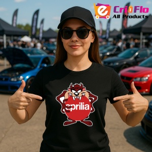 Tricou Tazz Cu Logo Aprilia | Unisex Dama si Barbat - Img 2