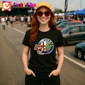 Tricou Tazz Vartej Dreapta Cu Logo Alfa Romeo | Unisex Dama si Barbat - Img 3