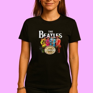 Tricou The Beatles - Sgt. Pepper, muzica Hip-Hop / Rap, Dama | Barbat | Copii, Culoare Negru - Img 3