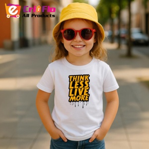 Tricou Think Less Live More Font Gri Picaturi V2, din bumbac 100% , tricou alb pentru Copii | Dama | Barbat - Img 5