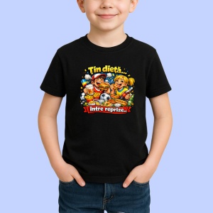 Tricou Tin Dieta Intre Reprize Copii Fotbal Amuzant V1, din bumbac 100%, tricou negru Copii | Dama | Barbat