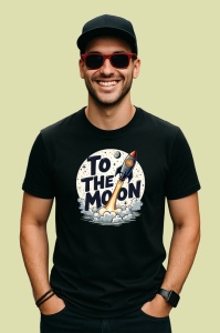 Tricou To the moon bitcoin rocket, pana la luna racheta bitcoin, Copii | Dama | Barbat , tricou negru - Img 4