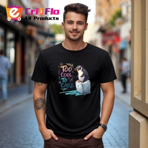 Tricou Too Cool To Care Pinguin Pe Gheata, Copii | Dama | Barbat, culoare negru - Img 6