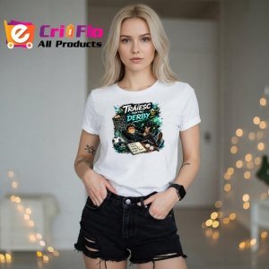Tricou Traiesc Pentru Derby Suporter Fotbal Amuzant, din bumbac 100% , tricou alb pentru Copii | Dama | Barbat - Img 6