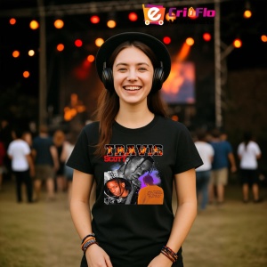 Tricou Travis Scott - Dublu portret artistic, muzica Hip-Hop / Alternative Rap, Dama | Barbat | Copii, Culoare Negru - Img 5
