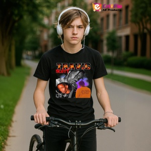 Tricou Travis Scott - Dublu portret artistic, muzica Hip-Hop / Alternative Rap, Dama | Barbat | Copii, Culoare Negru - Img 10