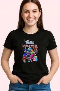 Tricou Trolls personaje colorate si muzicale intr o lume plina de veselie, Copii | Dama | Barbat , tricou negru - Img 3