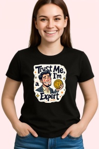 Tricou Trust me im an expert crypto, ai incredere sunt expert in crypto, Copii | Dama | Barbat , tricou negru - Img 3