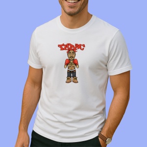 Tricou Tupac Cartoon Boxer, muzica INDIE, Dama | Barbat | Copii