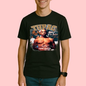 Tricou Tupac Classic Pose Gold, muzica Pop Rock, Dama | Barbat | Copii, Culoare Negru - Img 3