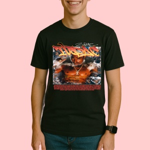 Tricou Tupac red flames, muzica Rap, Dama | Barbat | Copii, Culoare Negru - Img 3