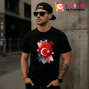 Tricou Turkiye Steag Splash Art, Copii | Dama | Barbat, culoare negru - Img 7