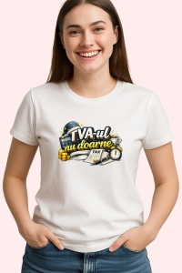 Tricou Tva-Ul Nu Doare Contabilitate Amuzant Cifre, din bumbac 100% , tricou alb pentru Dama | Barbat - Img 2