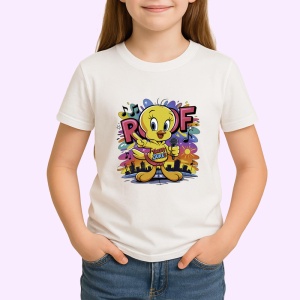 Tricou Tweety rooff freestyle microfon galben si splash de culoare Copii | Dama | Barbat Barbat - Img 4