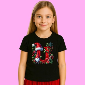 Tricou U Litere Craciun Cu Spiridus Si Caciula Mos, din bumbac 100% Copii | Dama | Barbat - Img 3