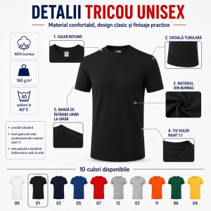 Tricou unisex clasic damă și bărbat Malfini Classic 101, 100% bumbac, 160 g/mp - Img 9