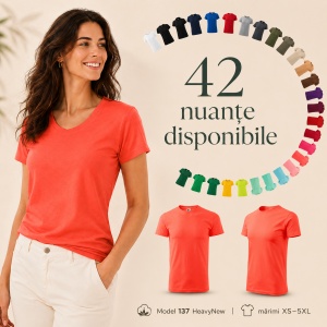 Tricou Unisex Damă / Bărbat Heavy New 137 – 100% Bumbac, Guler Rotund, 200 g/m², XS–5XL - Img 9