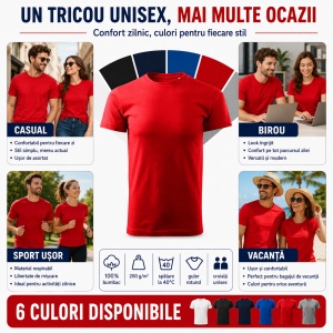 Tricou Unisex Damă/Bărbat Heavy New Free F37 – 100% Bumbac, Label Free, 200 g/m², XS–3XL - Img 6
