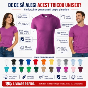 Tricou Unisex Damă și Bărbat model simplu tip Tommy - Img 2