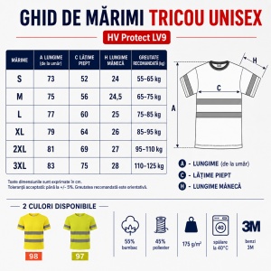 Tricou Unisex Damă și Bărbat Rimeck HV Protect LV9, Vizibilitate Ridicată, Benzi Reflectorizante 3M, 55% Bumbac, 175 g/m² - Img 4