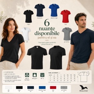 Tricou Unisex Malfini 111 Heavy V-Neck din 100% Bumbac, 200 g/m², Mărimi S–4XL