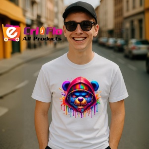 Tricou Urs cu hanorac colorat si atitudine urbana Copii | Dama | Barbat - Img 5
