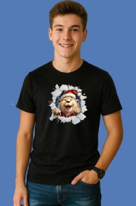 Tricou Ursulet Fericit Cu Zapada Craciun, din bumbac 100% Copii | Dama | Barbat