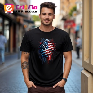 Tricou USA Steag Splash Art, Copii | Dama | Barbat, culoare negru - Img 5