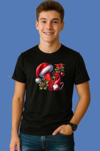 Tricou V Litere Craciun Cu Spiridus Si Caciula Mos, din bumbac 100% Copii | Dama | Barbat - Img 3