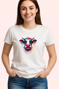 Tricou Vaca alb negru in stil graffiti modern Copii | Dama | Barbat - Img 3