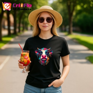 Tricou Vaca alb negru in stil graffiti modern Copii | Dama | Barbat, culoare negru - Img 7
