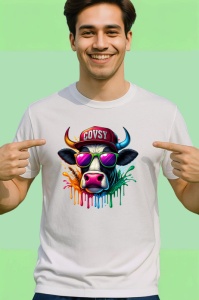 Tricou Vaca cu sapca si ochelari stil hip hop Copii | Dama | Barbat - Img 2