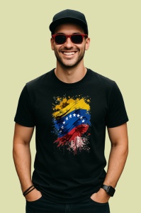 Tricou Venezuela Steag Splash Art, Copii | Dama | Barbat, culoare negru