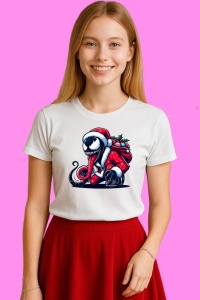Tricou Venom Christmas Costum Rosu, din bumbac 100%, tricou alb, Copii | Dama | Barbat - Img 3