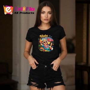 Tricou Viata Incepe La 70 Ani Femeie Cocktail V3, din bumbac 100%, tricou negru Dama | Barbat - Img 3