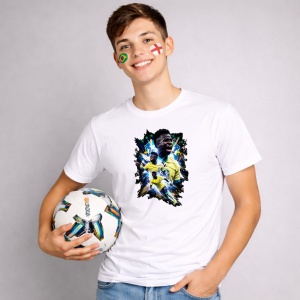 Tricou Vinicius Jr Brazil World Cup Fifa 2026 V2, din bumbac 100%, tricou alb, Copii | Dama | Barbat - Img 2
