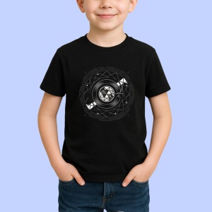 Tricou Vinil Abstract Rotund Alb Negru, Copii | Dama | Barbat, culoare negru - Img 2