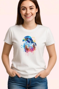 Tricou Vultur in culori pastel fundal alb Copii | Dama | Barbat - Img 3