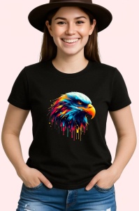 Tricou Vultur in stil pop art cu fundal albastru Copii | Dama | Barbat, culoare negru - Img 3