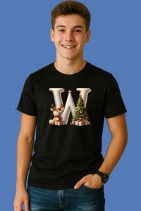 Tricou W Litere Craciun Cu Ren, Brad, Luminite Si Cadouri, din bumbac 100% Copii | Dama | Barbat - Img 3