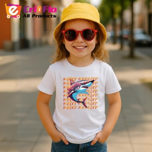 Tricou Water Monster Rechin Albastru Valuri, din bumbac 100% , tricou alb pentru Copii | Dama | Barbat - Img 5
