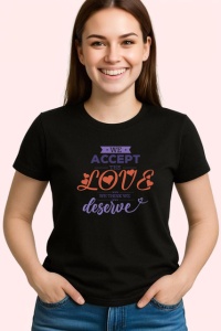 Tricou We Accept The Love We Think We Deserve, din bumbac 100%, tricou negru Copii | Dama | Barbat - Img 3