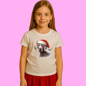 Tricou Weimaraner Craciun Realist, din bumbac 100%, tricou alb, Copii | Dama | Barbat