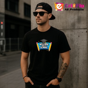 Tricou Welcome Back To School Palarie Absolvire Creioane, din bumbac 100%, tricou negru Copii | Dama | Barbat - Img 6