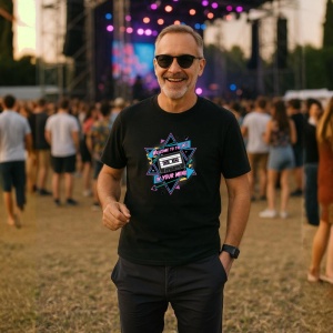 Tricou Welcome To The 90s Caseta Neon, Copii | Dama | Barbat, culoare negru