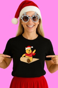 Tricou Winnie Pe Sanie Cu Fular Rosu, din bumbac 100% Copii | Dama | Barbat